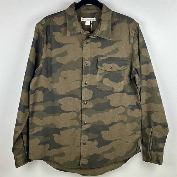 Outerknown Camo Shirt Jacket Men's S Green Brown Button Front Long